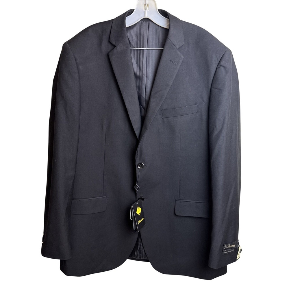 NWT Demantie Black Flex Fit Travel Blazer Suit Jacket Sport Coat Mens 44L‎ New